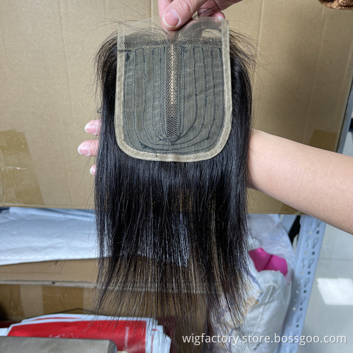 Straight Human Hair Closure T Part,Raw Hair Closure 4x4x1 Pre Plucked With Baby Hair,Brazilian Remy Middle Part Lace Closure